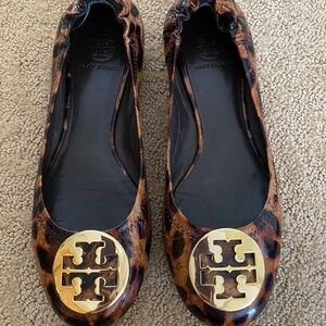 Tory Burch Leopard Patent Leather Ballet Flats